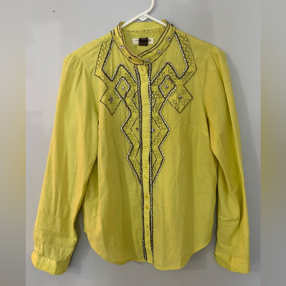 Pilcro Lemon Lace Embellished Top